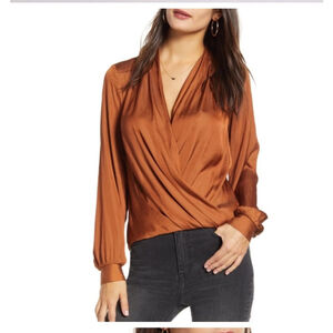Women's All in Favor Blouse Top S Brown